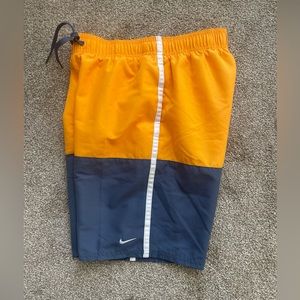 Nike Men’s Swim Shorts Orange & Gray W/lining & Pockets. 8”. Size S. Exc Cond!
